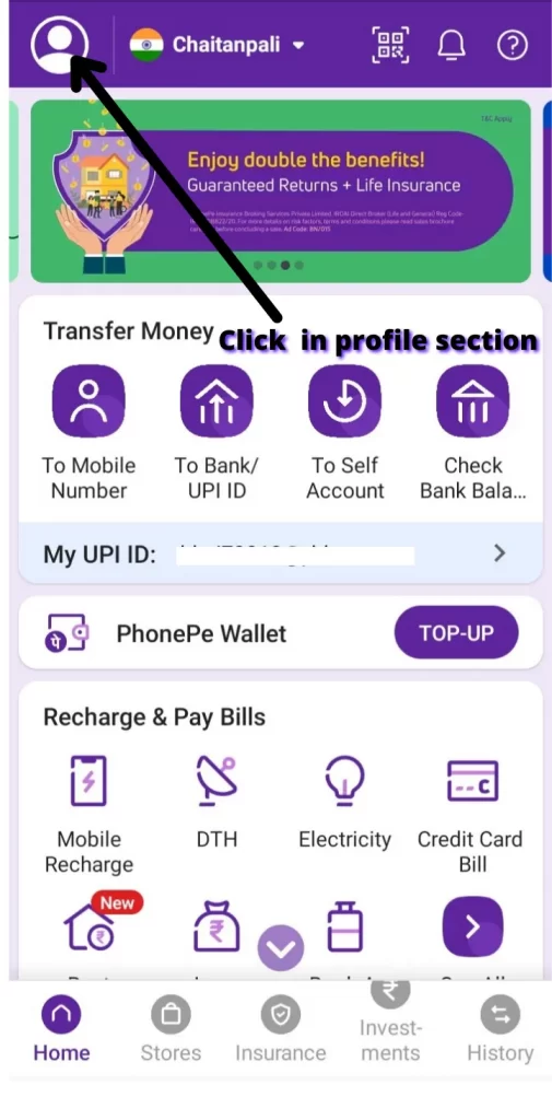 remove bank account from PhonePe