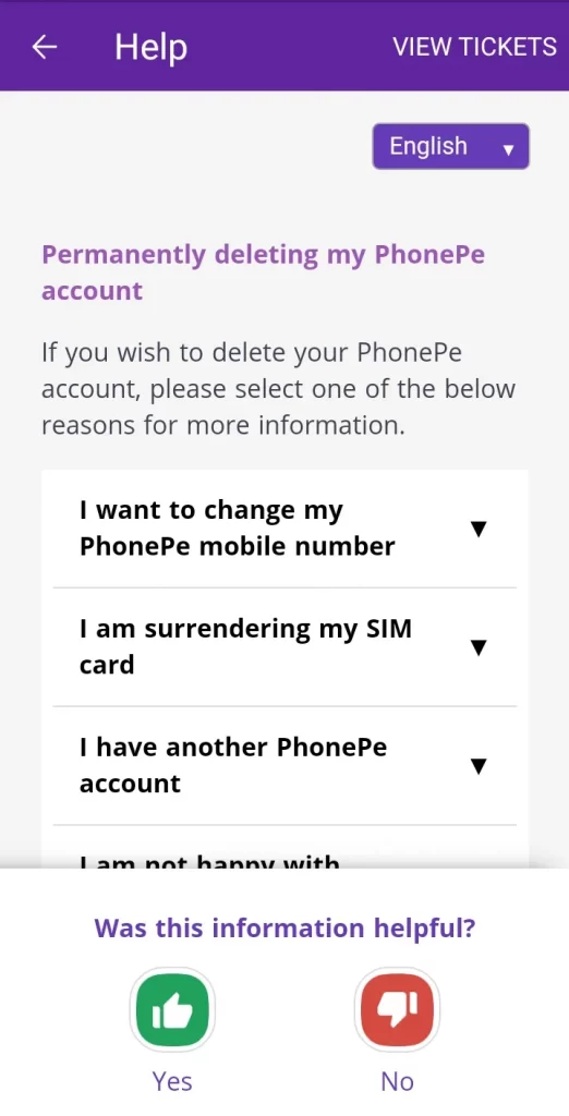 Delete PhonePe Account