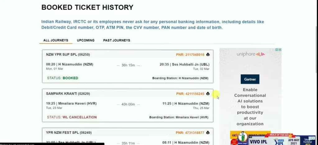 Cancel ticket in IRCTC