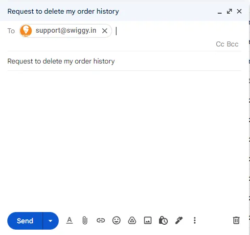 How to delete Swiggy order history
