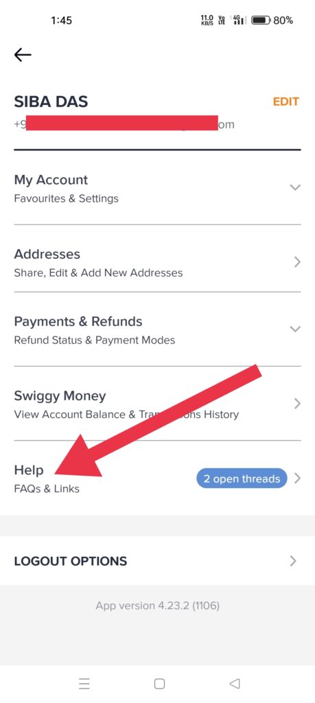 delete Swiggy order history