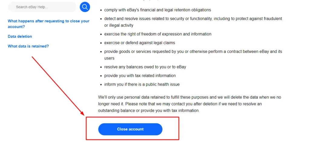 Delete eBay Account
