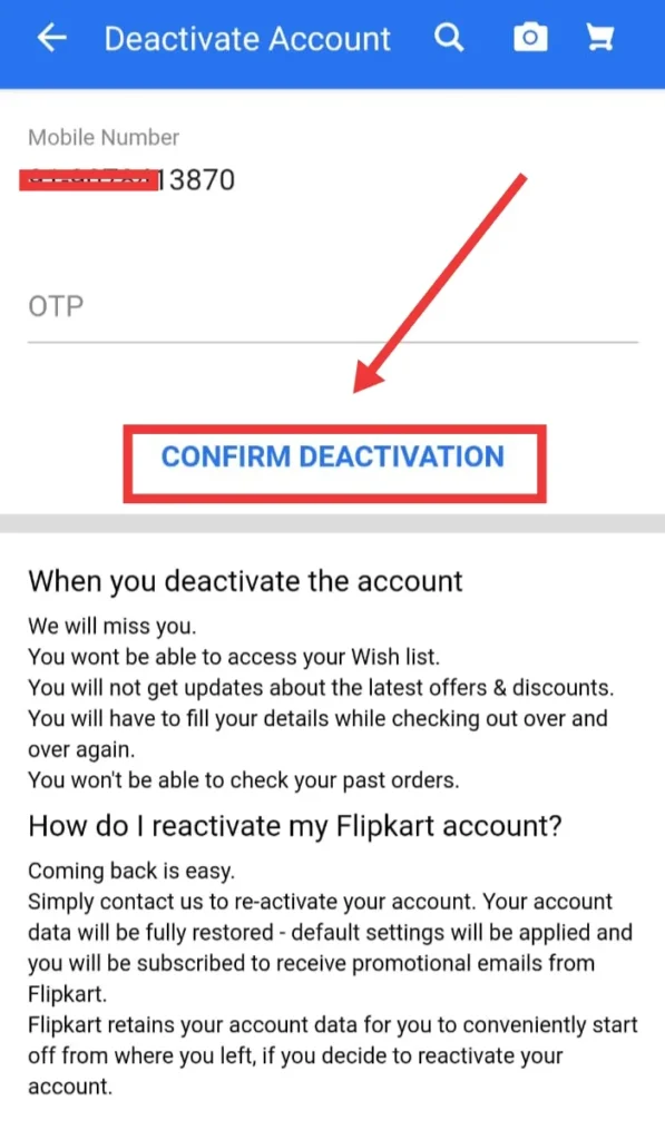 Delete Flipkart Account