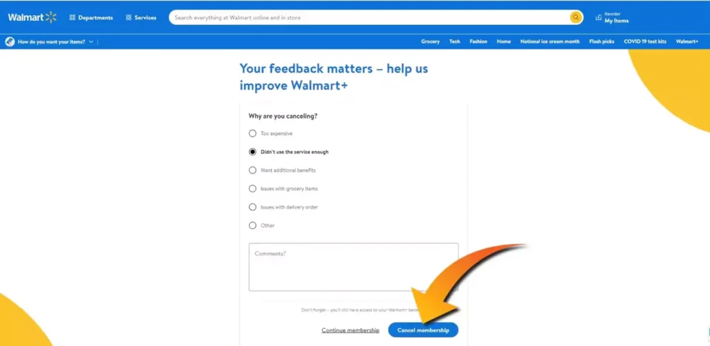 Cancel Walmart Plus Membership