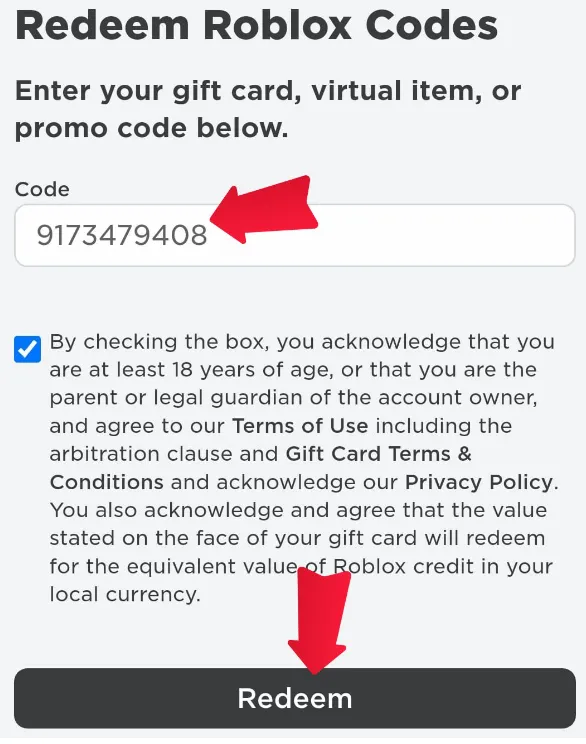 Redeem Roblox Codes