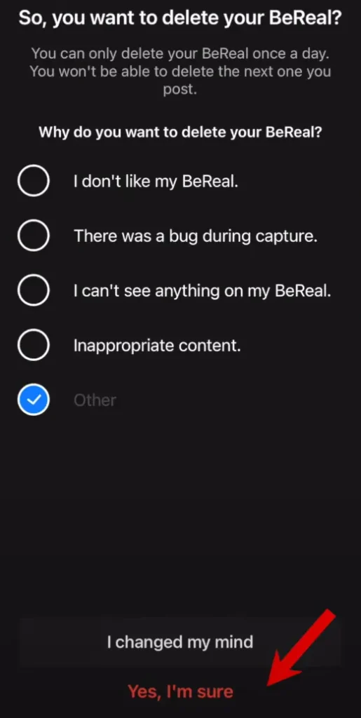 Delete BeReal Post