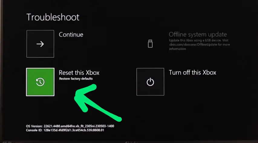 reset the Xbox One
