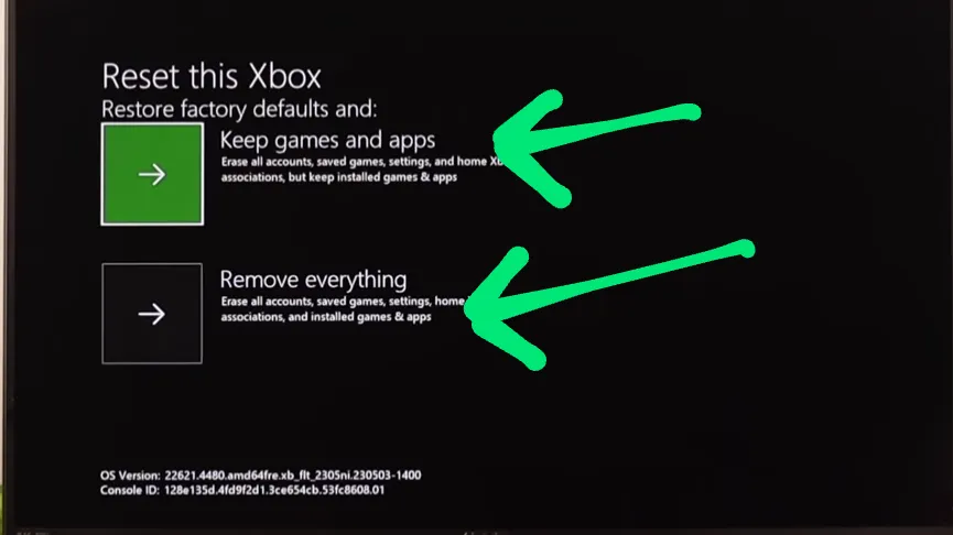 reset the Xbox One